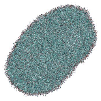 Structure preview of Umbrella sampling window 6.9 of siRNA translocation through the LNP-endosome stalk