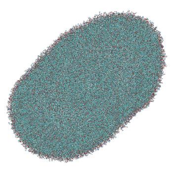 Structure preview of LNP-endosome siRNA translocation: umbrella sampling window 9.4 nm (fixed protonation)
