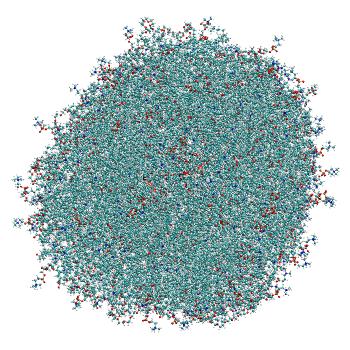 Structure preview of Small siRNA-loaded LNP, constant pH MD at pH 13 (solute only)