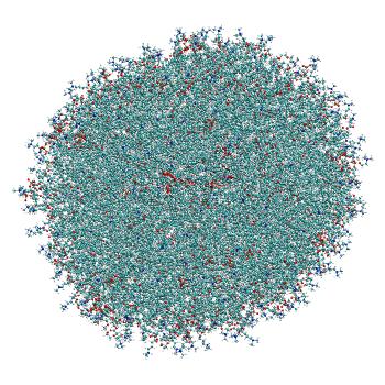 Structure preview of Small siRNA-loaded LNP, constant pH MD at pH 5 (solute only)