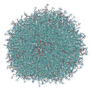 Structure preview of Small siRNA-loaded LNP, constant pH MD at pH 6 (solute only)