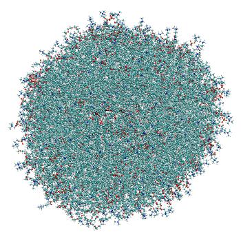 Structure preview of Small siRNA-loaded LNP, constant pH MD at pH 7 (solute only)